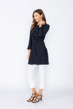Black Shirt Collar Front Twist Tunic Top