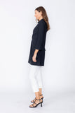 Black Shirt Collar Front Twist Tunic Top