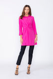 Pink Shirt Collar Front Twist Tunic Top