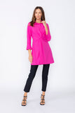 Pink Shirt Collar Front Twist Tunic Top