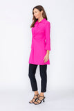 Pink Shirt Collar Front Twist Tunic Top