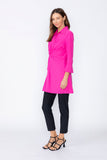 Pink Shirt Collar Front Twist Tunic Top