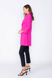 Pink Shirt Collar Front Twist Tunic Top