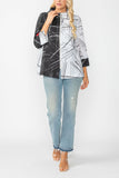 Black Mix Wide Color Zipper Jacket