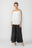 White Stone Trim Shoulder Poncho