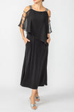 Black Stone Shoulder Cap Dress