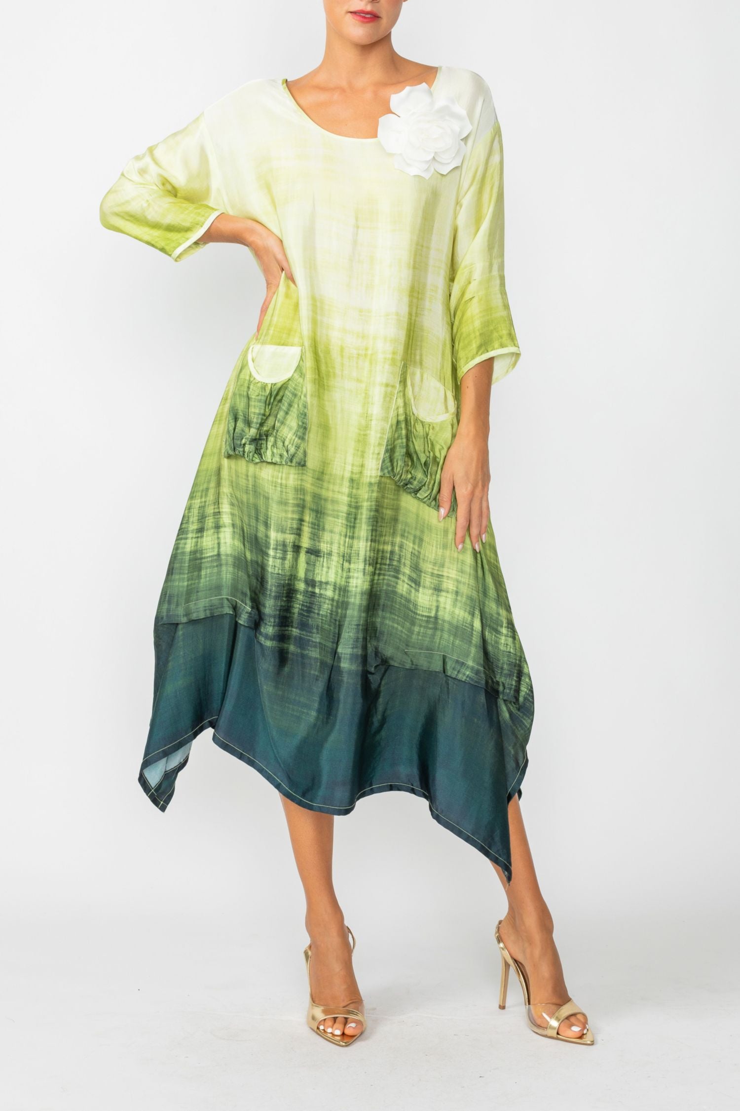 Green Ombre Bubble Pocket Dress Green / Medium Green Ombre Bubble Pocket Dress Green / Medium