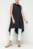 Black Cowl Neck Sleeveless Drape