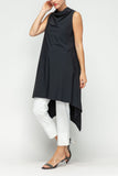 Black Cowl Neck Sleeveless Drape