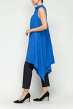 Blue Cowl Neck Sleeveless Drape