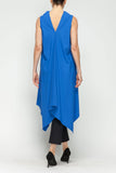 Blue Cowl Neck Sleeveless Drape