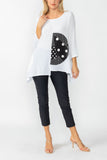 White Moon Contrast Top