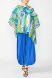 Blue Cowl Neck Poncho