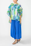 Blue Cowl Neck Poncho