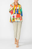 Multi-Color Print Shirt Collar Short Jacket