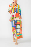 Multi-Color Print Shirt Collar Short Jacket
