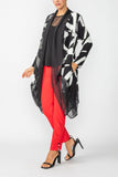 Black Mesh Shawl Collar Asymmetrical Jacket