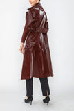Burgundy Notch Lapels Side Patch-Pocket Long Jacket