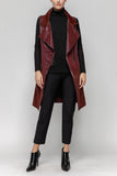 Burgundy High Neck Biker Long Vest