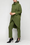 Olive Waist Elastic Slim-Fit Pants