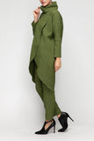Olive Waist Elastic Slim-Fit Pants