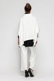 White High Stand Rip Collar Poncho Top