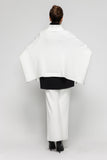White High Stand Rip Collar Poncho Top
