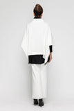 White High Stand Rip Collar Poncho Top