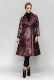 Wine Shawl Collar Patch Pocket Midi Jacket