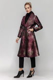 Wine Shawl Collar Patch Pocket Midi Jacket