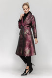 Wine Shawl Collar Patch Pocket Midi Jacket