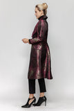 Wine Shawl Collar Patch Pocket Midi Jacket