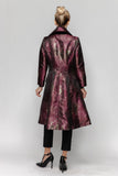 Wine Shawl Collar Patch Pocket Midi Jacket