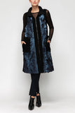 Blue High Stand Collar Front Fur Vest