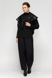 Black Big Show Collar Rip Sleeve Jacket