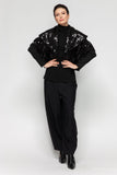 Black Big Show Collar Rip Sleeve Jacket