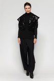 Black Big Show Collar Rip Sleeve Jacket