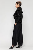 Black Big Show Collar Rip Sleeve Jacket