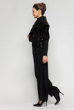 Black Big Show Collar Rip Sleeve Jacket