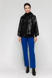 Black Front Eyelet Detail PU Jacket