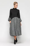 Silver Stand Collar Bubble Cuffs and Bottom Wave Waist Dress