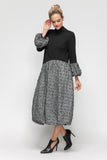 Silver Stand Collar Bubble Cuffs and Bottom Wave Waist Dress