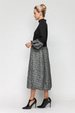 Silver Stand Collar Bubble Cuffs and Bottom Wave Waist Dress