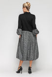 Silver Stand Collar Bubble Cuffs and Bottom Wave Waist Dress