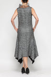 Silver Organza Fly Collar Asymmetrical Sleeveless Dress