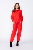 Red High Stand Collar Boxy Top