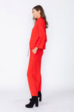 Red High Stand Collar Boxy Top