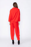 Red High Stand Collar Boxy Top