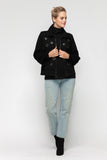Black Front Eyelet Detail PU Jacket