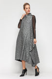 Silver Mock Neck Sleeveless Swing Dress